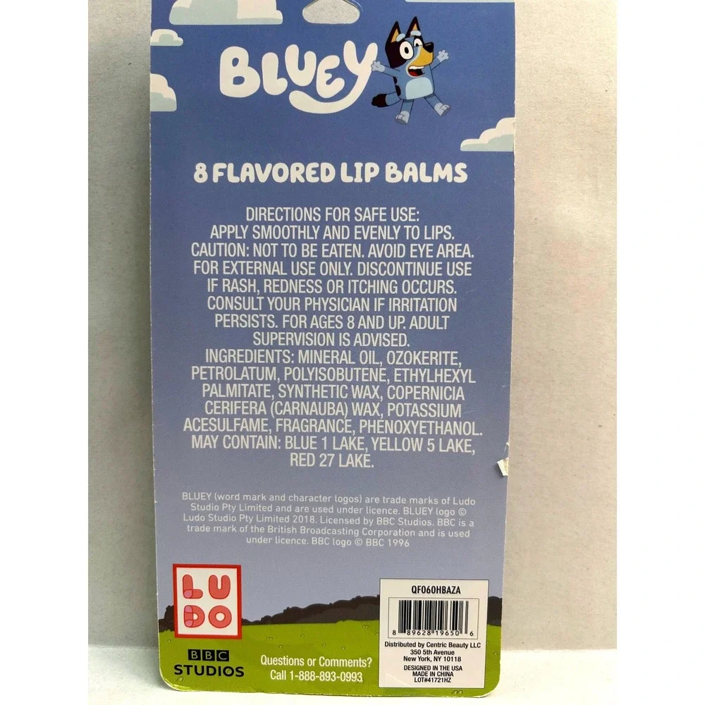 LOT OF 2 Bluey 8 Pack Flavored Lip Balms Set Mango‎ Grape Strawberry Berry Mint